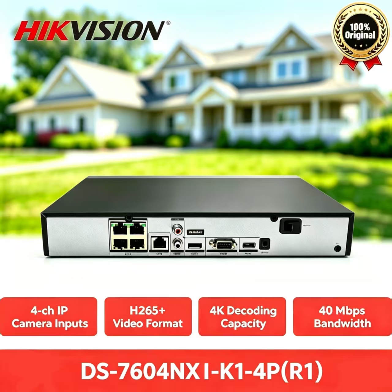 Home Security System Hikvision - Hikvision NVR DS-7604NXI-K1-4P(E), AcuSense AI Security