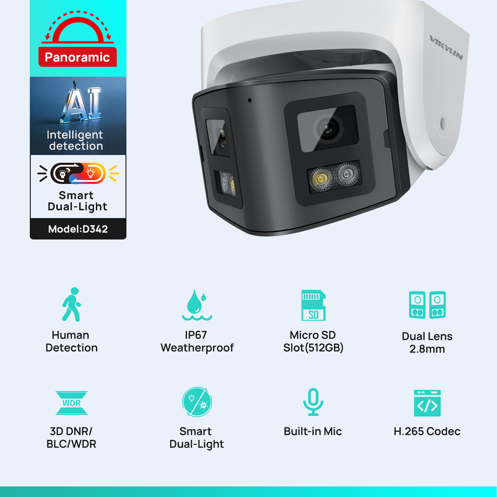 Vikylin 4MP Panoramic Dual Len – обзор и цена Home Security System Hikvision